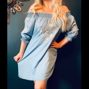 Boho embroidered summer dress